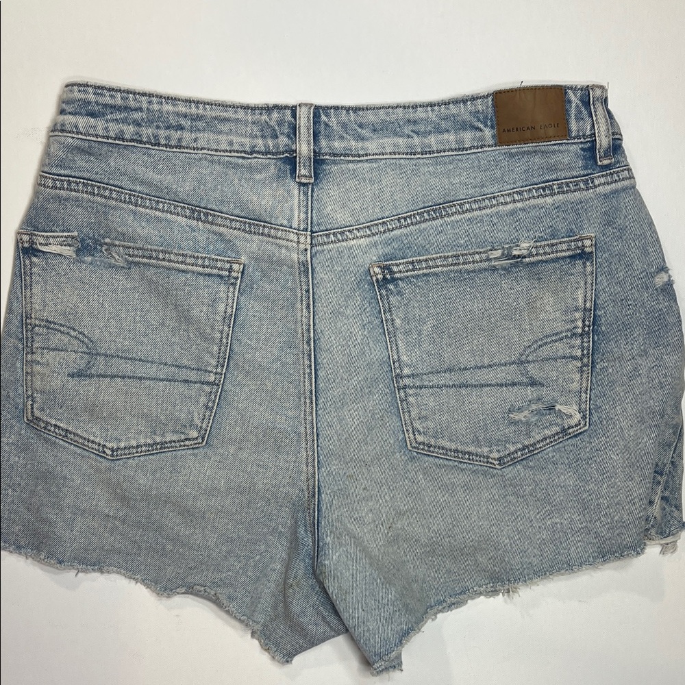 American Eagle Outfitters Faded Blue Ripped Jean Shorts - Picture 2 of 5